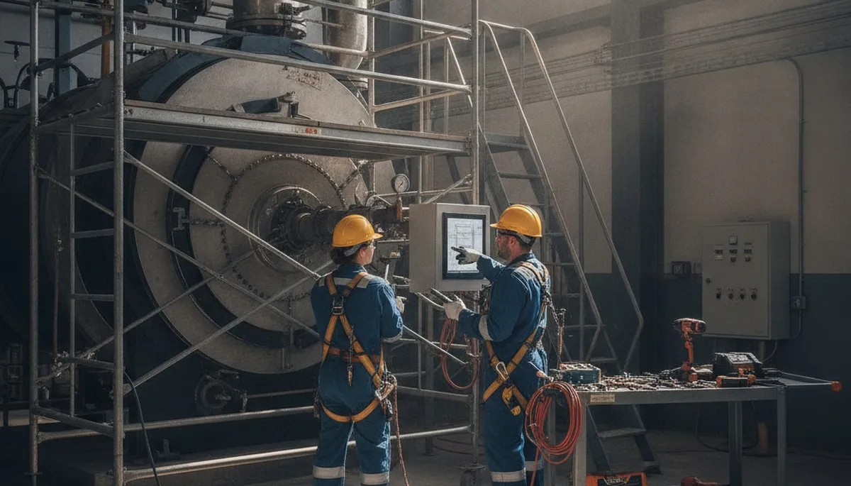 Boiler repair technician servicing Escondido, CA home heating system for reliable plumbing service