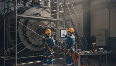 Boiler repair technician servicing Escondido, CA home heating system for reliable plumbing service