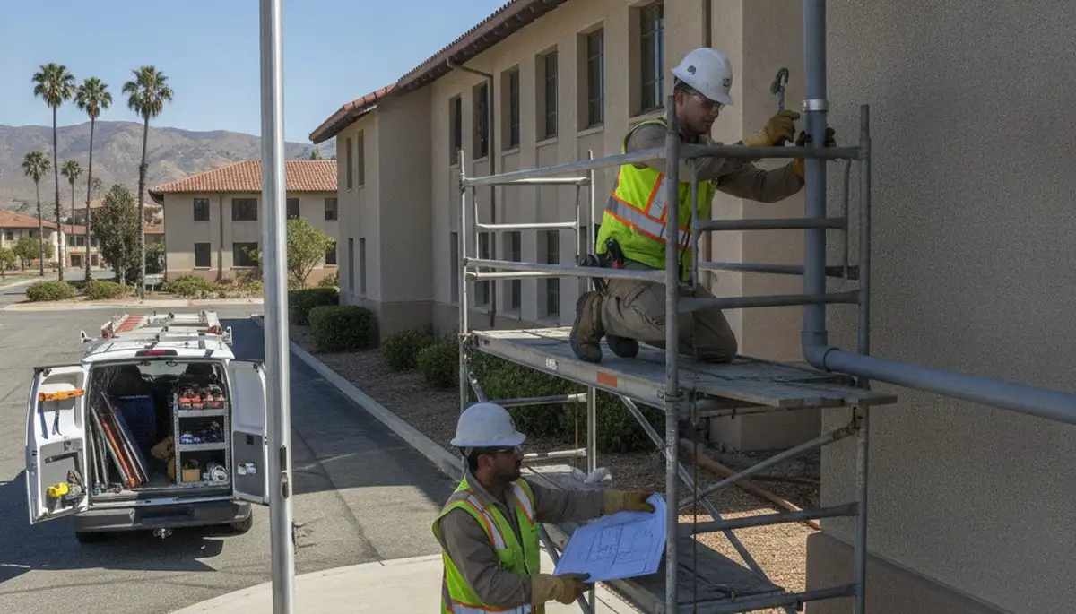 Plumber repairing pipes in Escondido, CA for residential plumbing service