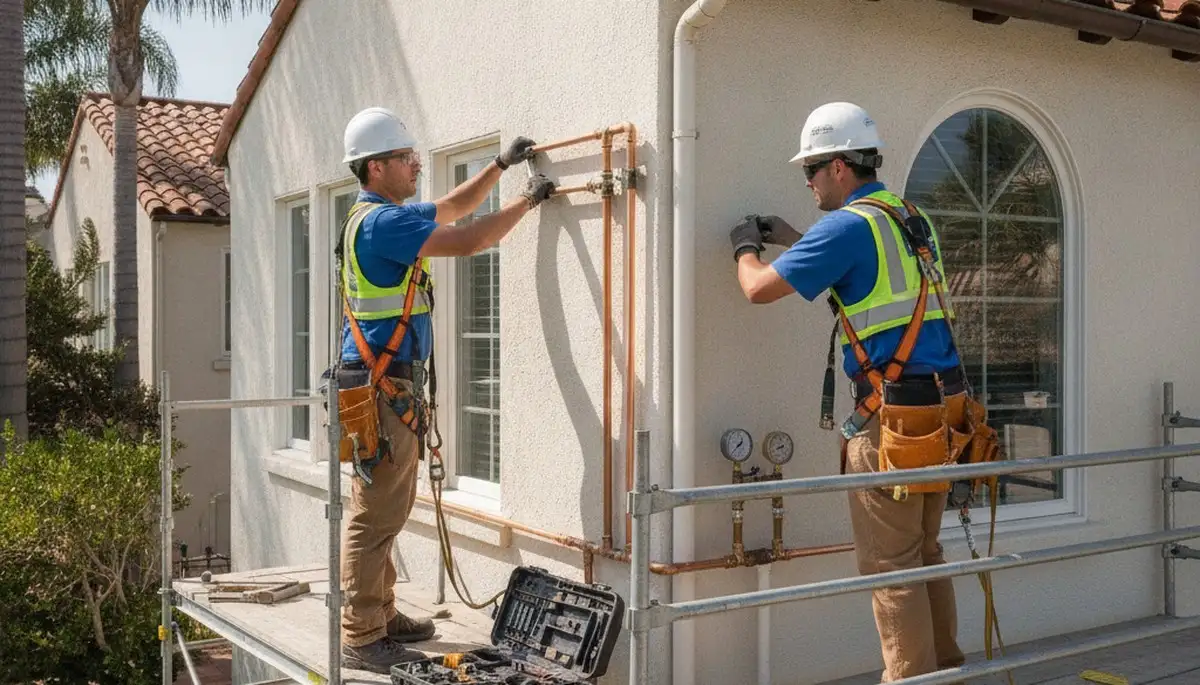 Plumber repairing a leak in Escondido, CA for reliable plumbing service