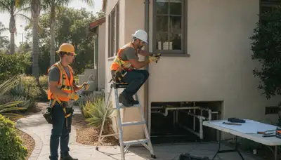 Plumber repairing pipe in Escondido, CA for reliable plumbing repair service