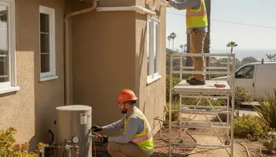 Plumber repairing a pipe in Escondido, CA for local plumbing service homes and businesses