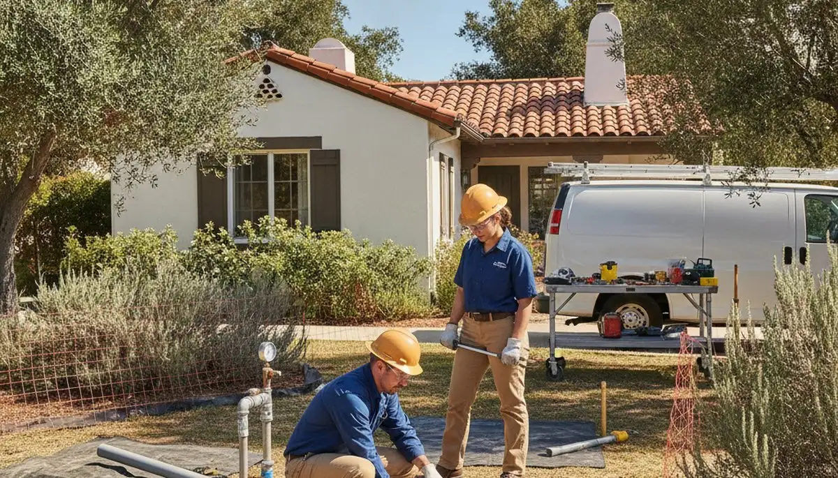 Plumber repairing pipe in Escondido, CA for reliable plumbing repair service