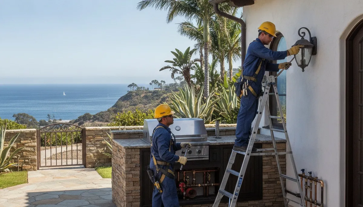 Plumber repairing a pipe in Escondido, CA for fast residential plumbing service