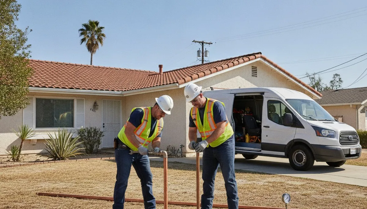 Plumber repairing pipe in Escondido, CA for plumbing repair service