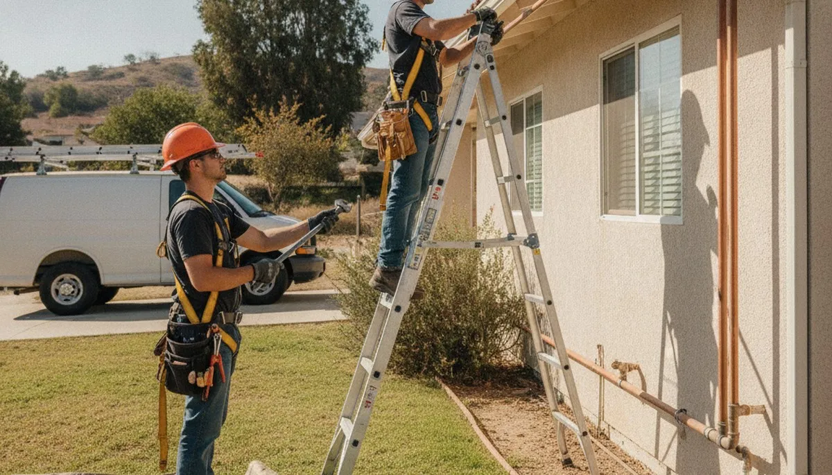 Escondido, CA plumber repairing a leaking pipe for a residential plumbing service call