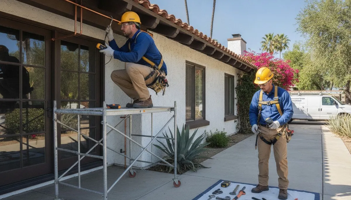 Plumber repairing a pipe in Escondido, CA for residential plumbing service