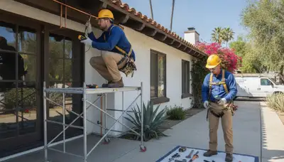 Plumber repairing a pipe in Escondido, CA for residential plumbing service