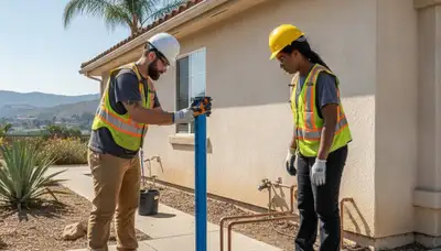 Plumber repairing a pipe in Escondido, CA for residential plumbing service