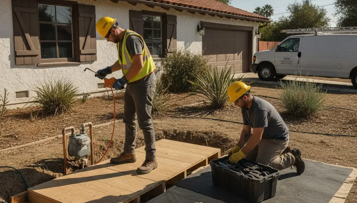 Plumber repairing pipes in Escondido, CA for fast plumbing service