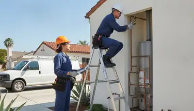 Plumber repairing a pipe in Escondido, CA for fast residential plumbing service