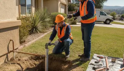 Plumber repairing a pipe in Escondido, CA, for fast plumbing repair service