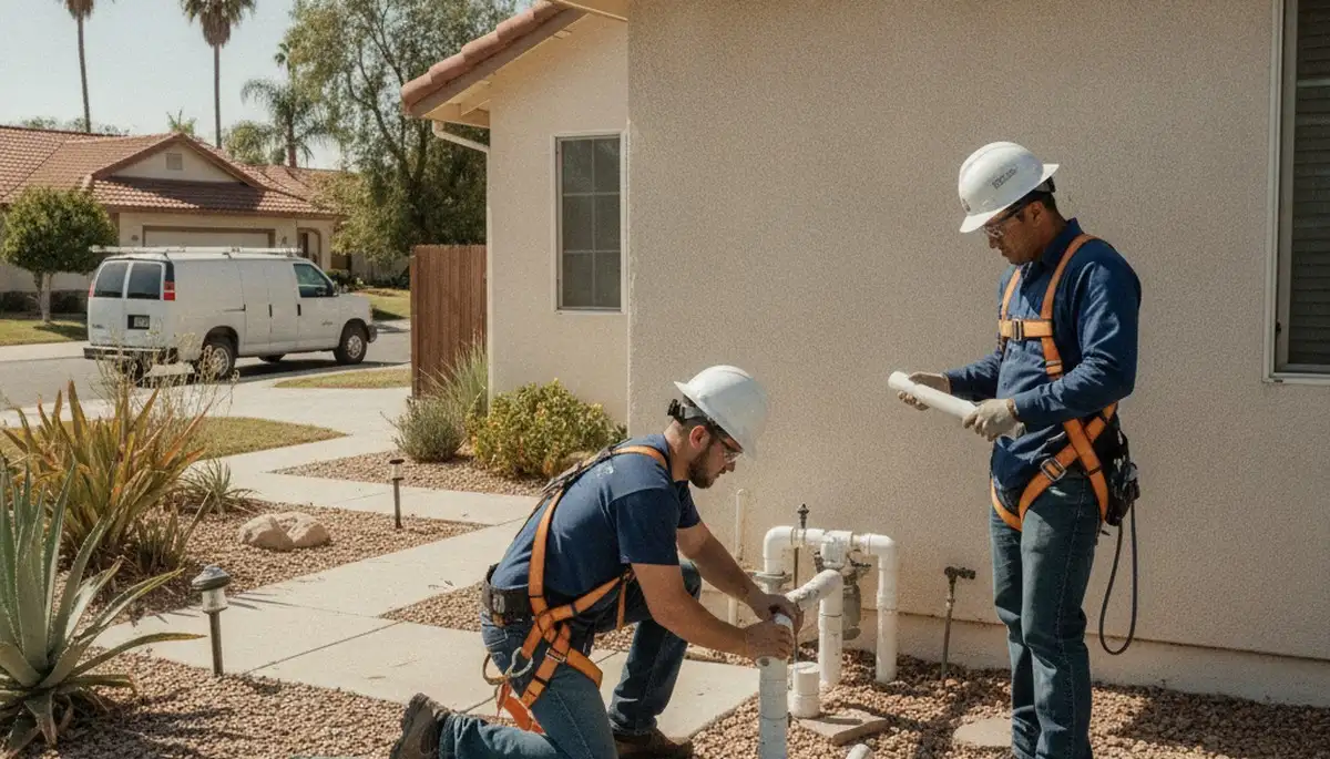 Escondido, CA plumber repairing a plumbing fixture for residential service