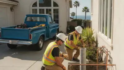 Plumber repairing a pipe in Escondido, CA for plumbing repair service