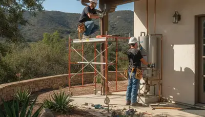 Plumber repairing a leak in Escondido, CA, for residential plumbing service
