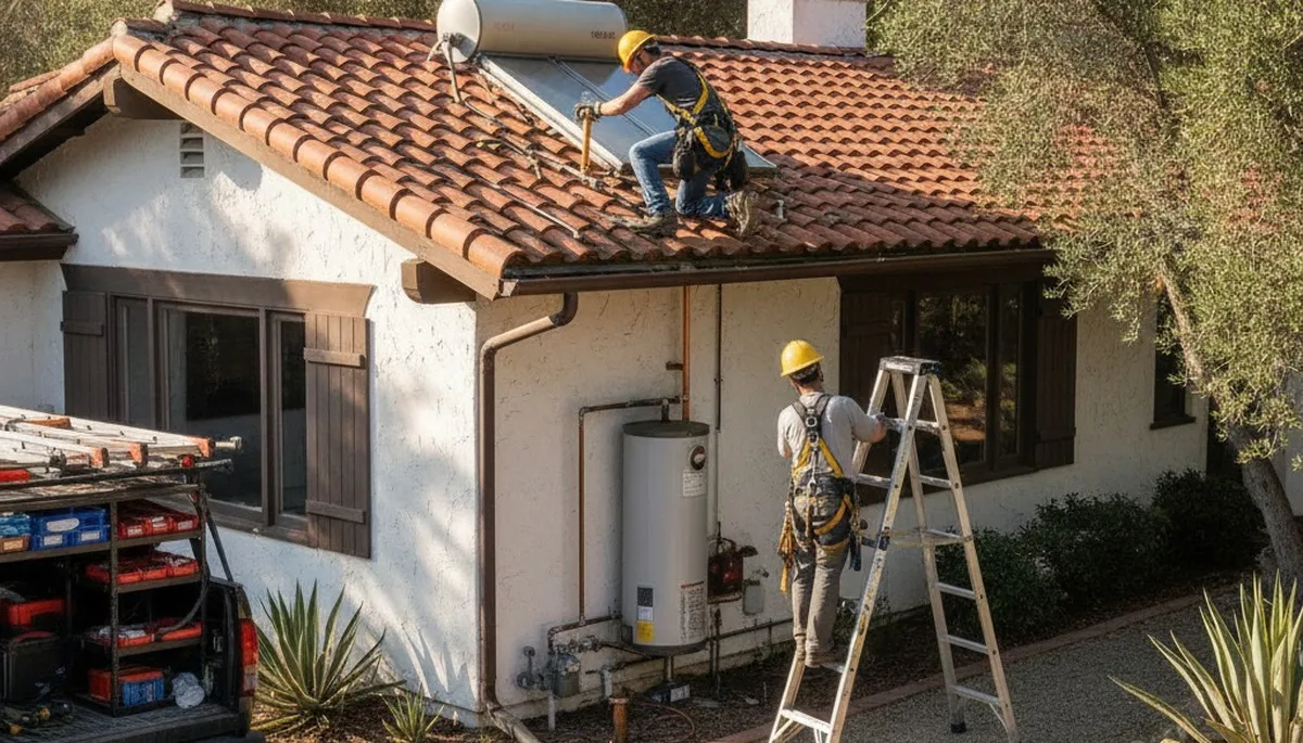 Plumber repairing a leak in Escondido, CA for residential plumbing service
