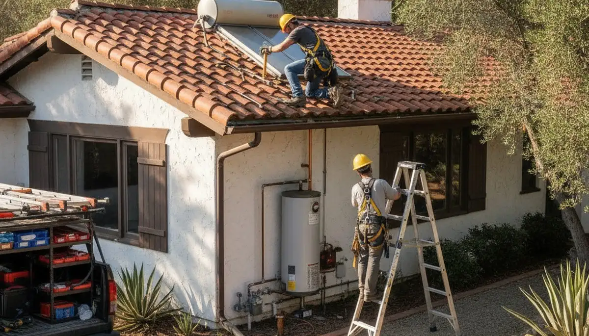 Plumber repairing a leak in Escondido, CA for residential plumbing service