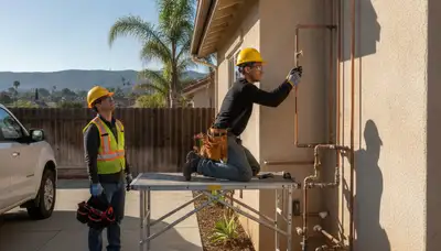 Plumber repairing pipe in Escondido, CA for fast residential plumbing service