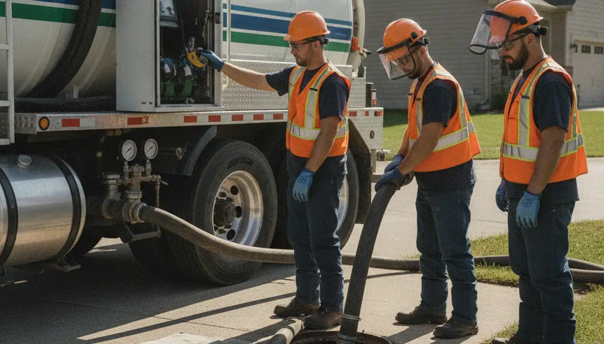 Septic pumping service truck for Escondido, CA homes by On Call Plumbers