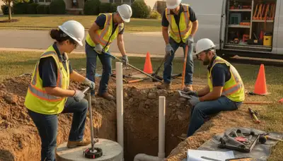 Septic repair service truck for Escondido, CA homes by On Call Plumbers