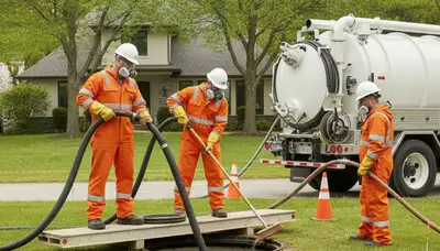 Septic tank cleaning service truck for Escondido, CA homes by On Call Plumbers