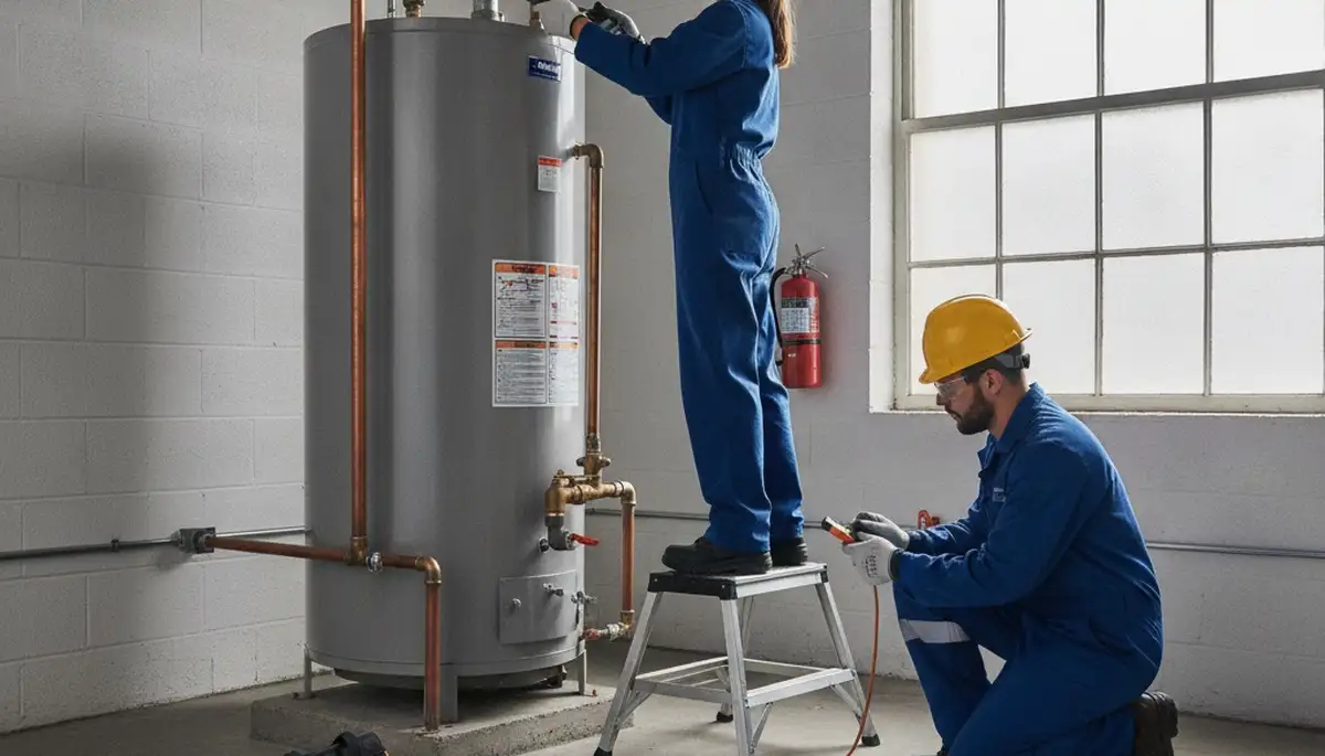 Water heater repair technician servicing an Escondido, CA home water heater
